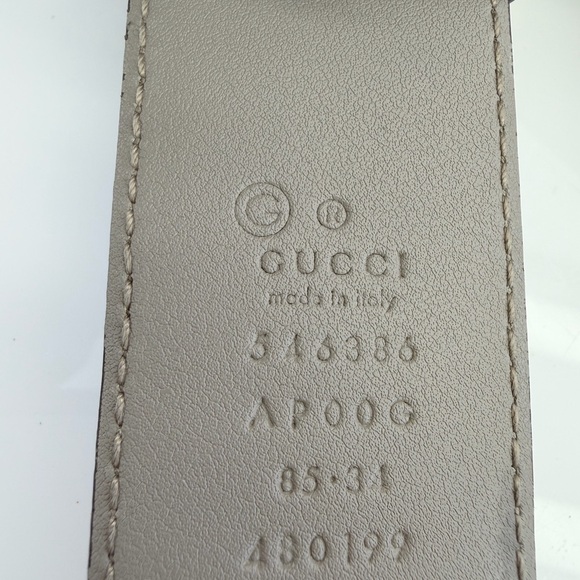 Authentic Gucci Gray Interlocking G Leather Belt Gold Buckle 546386 85/34 - Picture 8 of 8
